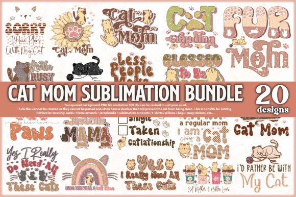 Cat Mom Sublimation Bundle Graphic Crafts By AspireFhd