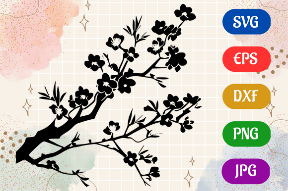 Cherry Blossom | Silhouette Vector SVG Graphic AI Illustrations By Creative Oasis