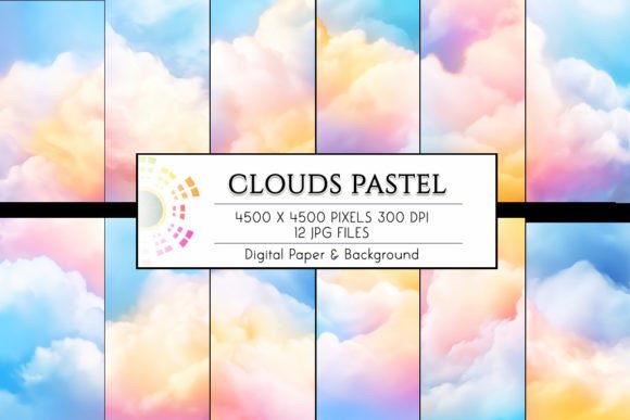 Clouds Pastel Color Background Bundle Graphic AI Graphics By MICON DESIGNS