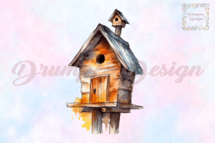 Watercolor Birdhouse Clipart Graphic Crafts By Drumpee Design 10