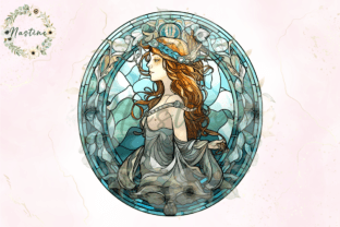 Stained Glass Aquarius Queen Clipart Illustration Artisanat Par Nastine 6