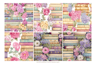 Floral Book Lover Seamless Digital Paper Illustration Modèles de Papier Par BLDGtheBrand 2
