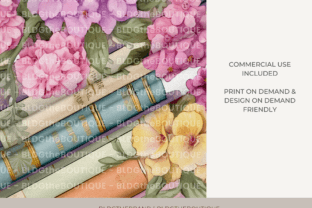 Floral Book Lover Seamless Digital Paper Illustration Modèles de Papier Par BLDGtheBrand 4