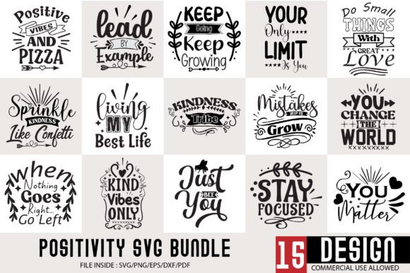 Positivity Svg Design Bundle Graphic Crafts By Red-Sublimation