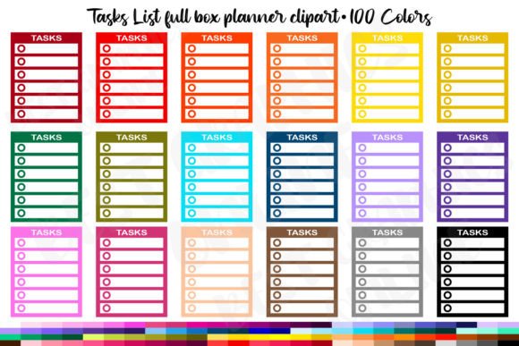 Tasks List Full Box Planner Clipart Graphic Print Templates By bestgraphicsonline