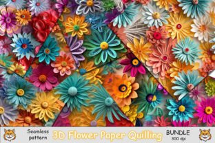 3D Flower Seamless Pattern Bundle Illustration Modèles de Papier Par Meow.Backgrounds 1