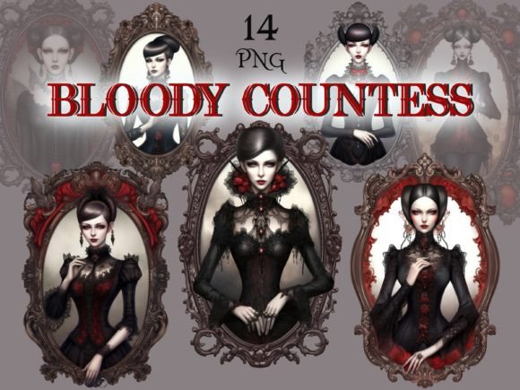 Bloody Countess, Dark Aesthetic Clipart Gráfico Ilustraciones Imprimibles Por FantasyDreamWorld