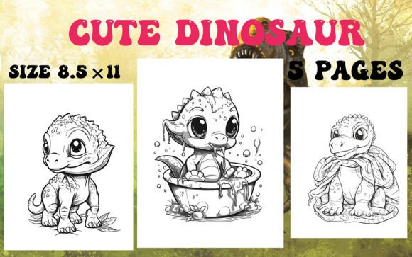 Cute Dinosaur Coloring Pages for Kids Graphic Coloring Pages & Books By M DESIGN