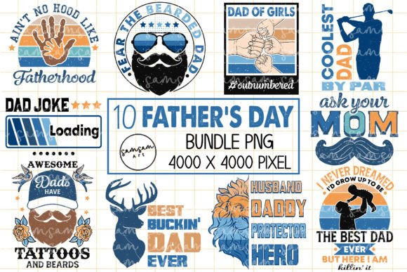 Father's Day PNG Sublimation Gráfico Modelos de Impressão Por Samsam Art