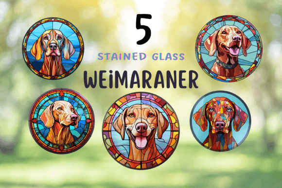 Stained Glass Weimaraner Dog Clipart Graphic Illustrations By TheClipartGuy