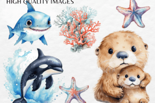 Under the Sea Animals Watercolor Clipart Graphic AI Transparent PNGs By Y watercolor Studio 4