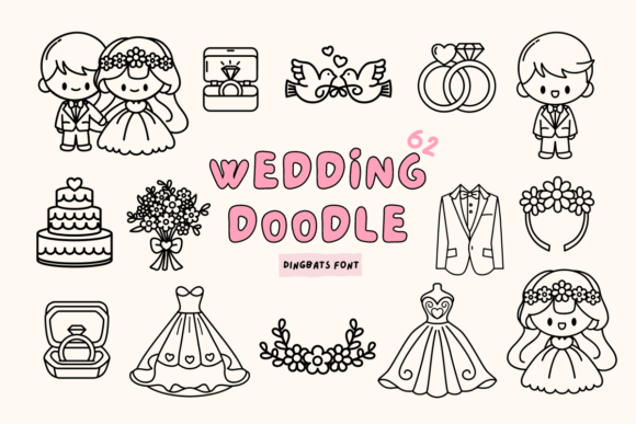 Wedding Doodle Dingbats Font By Babymimiart