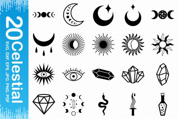 20 Celestial Clipart Graphic Crafts By BlueFlex
