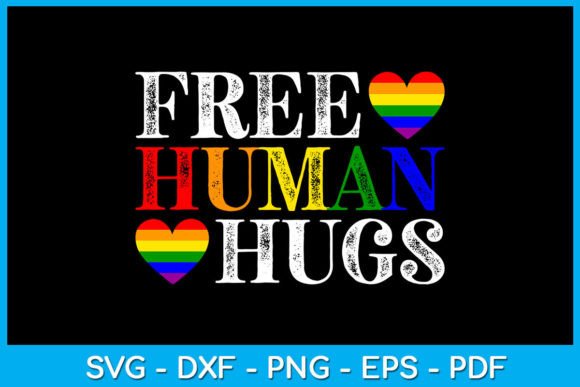 Free Human Hugs Pride Month SVG T-Shirt Graphic T-shirt Designs By TrendyCreative