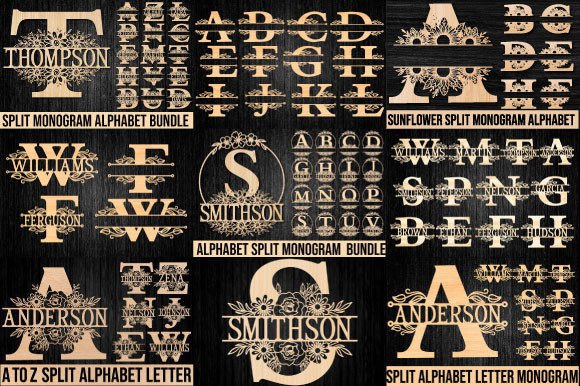 Huge Alphabet Split Monogram Bundle Graphic 3D SVG By ABStore