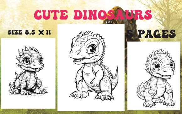 Cute Dinosaur Coloring Book for Kids Grafika Kolorowanki i książki Przez M DESIGN