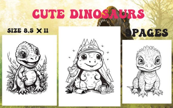 Cute Dinosaur Coloring Pages for Kids Illustration Pages et livres de coloriage Par M DESIGN