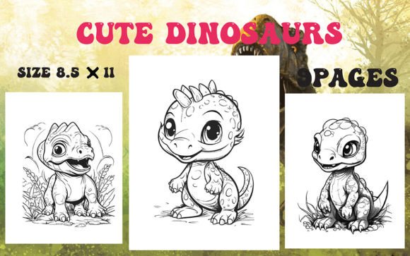 Cute Dinosaur Coloring Pages for Kids Graphic Coloring Pages & Books By M DESIGN