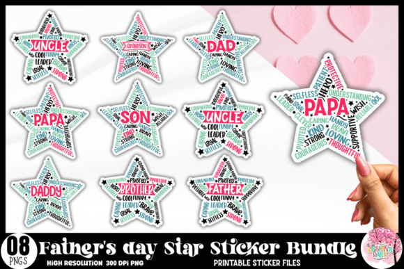 Father's Day Star Sticker Bundle Grafica Creazioni Di Design's Dark