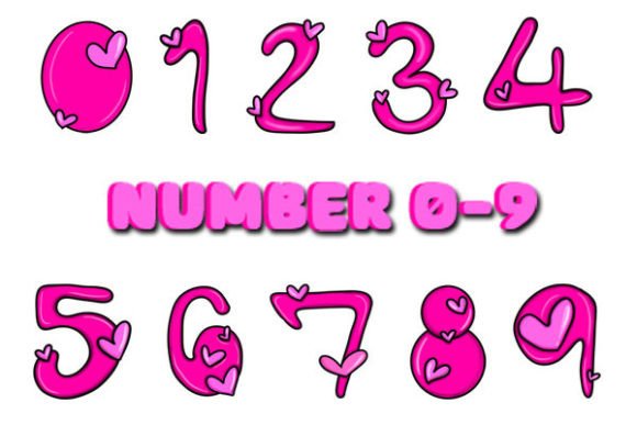 Pink Hearts Numbers 0-9 Design Elements Graphic Crafts By Ladybug_zz