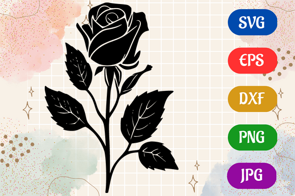 Rose, Black Isolated SVG Icon Digital Gráfico Ilustraciones IA Por Creative Oasis