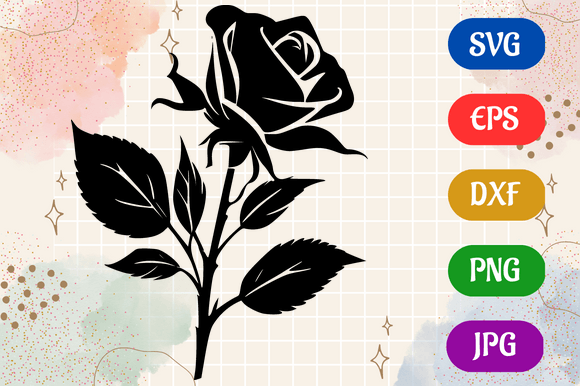 Rose | Black SVG Vector Silhouette 2D Gráfico Ilustraciones IA Por Creative Oasis