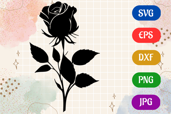 Rose | Silhouette Vector SVG EPS DXF PNG Gráfico Ilustraciones IA Por Creative Oasis