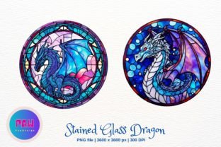 Stained Glass Dragon Clipart Illustration Illustrations Imprimables Par Paw Design 6