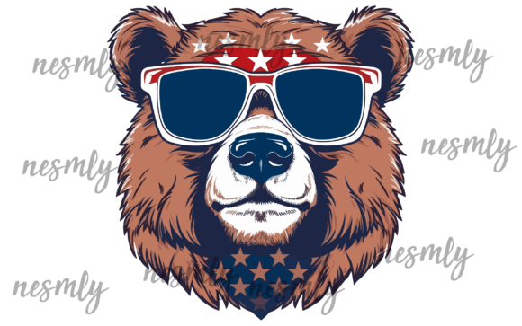 Bear Sunglasses Gráfico Ilustrações para Impressão Por NESMLY