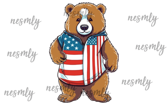 Bear Usa Flag Gráfico Ilustrações para Impressão Por NESMLY