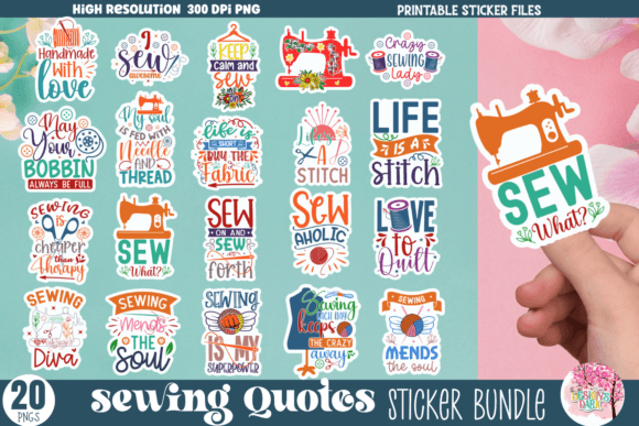 Sewing Quotes Sticker Bundle Graphic Crafts By Design's Dark