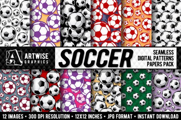 Soccer Balls Football Seamless Pattern Gráfico Patrones de Papel Por Artwise Graphics