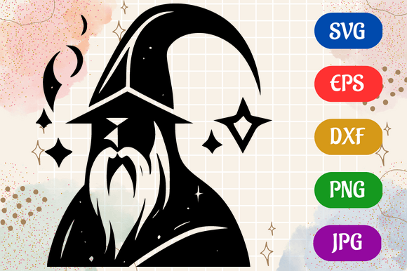 Wizard, Black Isolated SVG Icon Digital Grafika Ilustracje AI Przez Creative Oasis