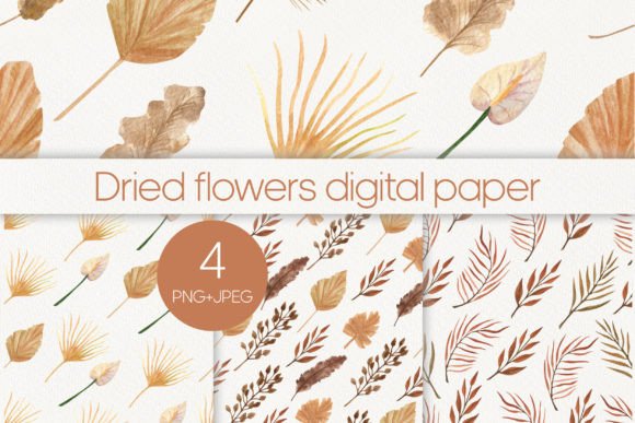 Dried Flowers Seamless Pattern Graphic Illustrations By Anntre