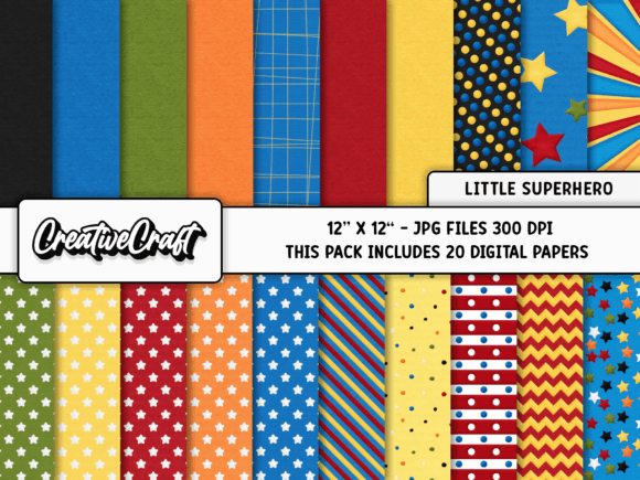 Little Superhero Digital Papers Graphic Backgrounds By CreativeCraft