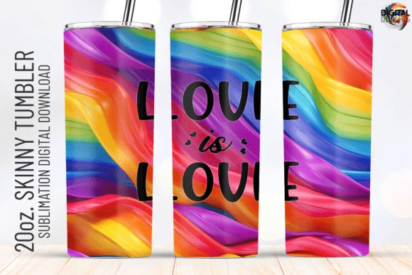 Love is Love Pride Flag Tumbler Wrap Gráfico Artesanato Por Digital Delights