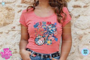 Party in the USA Retro Groovy Patriotic Graphic T-shirt Designs By WinnieArtDesign 3