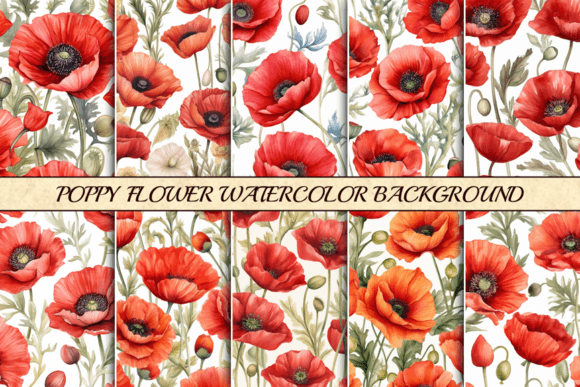 Poppy Flower Watercolor Background Graphic Backgrounds By SimpleStyles