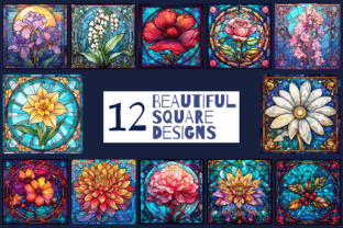 Stained Glass Birth Flower Clipart Graphic Illustrations By Enchanted Marketing Imagery 2