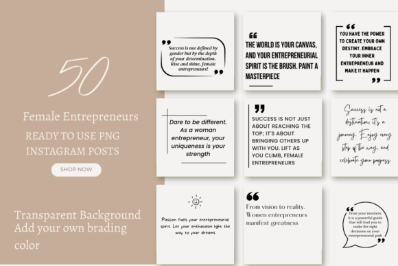 50 Women Entrepreneur Quotes for Instagram Graphic Social Media Templates By truly Illusions