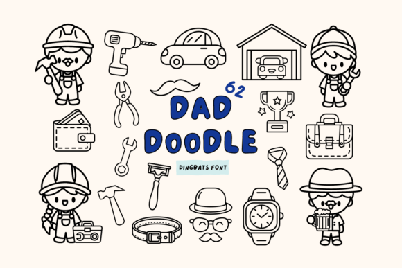 Dad Doodle Dingbats Font By Babymimiart