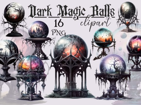 Dark Magic Ball Spiritual Clipart Grafika Ilustracje do Druku Przez FantasyDreamWorld