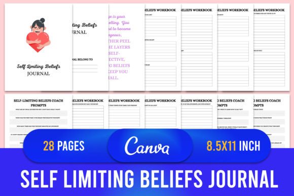 Self-limiting Beliefs Journal Canva Grafika Wnętrza KDP Przez designmela01