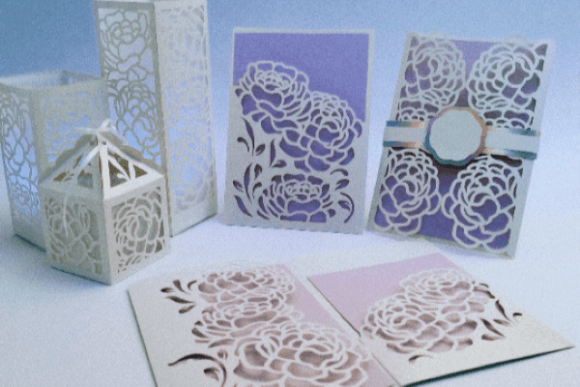Wedding Paonies Stetionery Set Conjuntos Manualidades SVG 3D Por 3D SVG Crafts