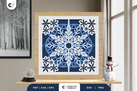 Intricate Snowfall Mandala Paper Cut SVG Winter 3D SVG Craft By 3D SVG Crafts