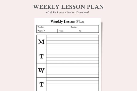 Lesson Plan Template,Lesson Planner Graphic KDP Interiors By watercolortheme
