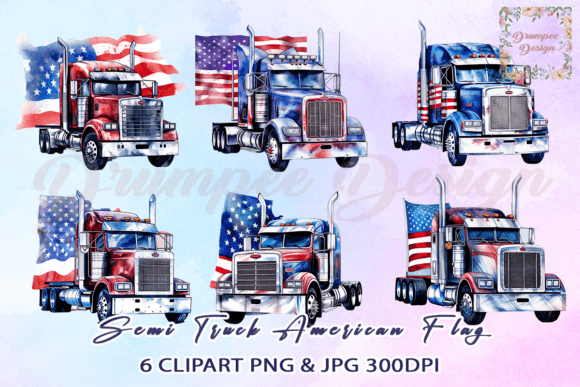 Semi Truck American Flag Clipart Graphic Crafts By Drumpee Design