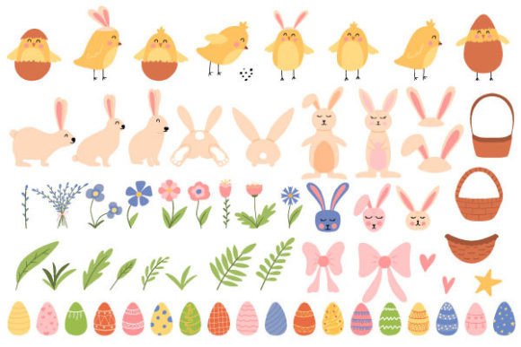 Vector Easter Set. Afbeelding Grafische Objecten van Hoge Kwaliteit Door Kid's Dreams