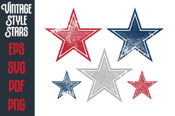 Vintage Style Patriotic Stars Graphic Icons By stompstock