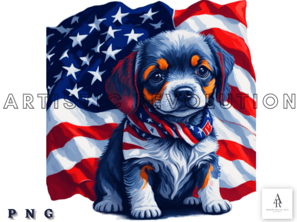 4th of July Dog American Flag Graphic Crafts By Artistic Revolution